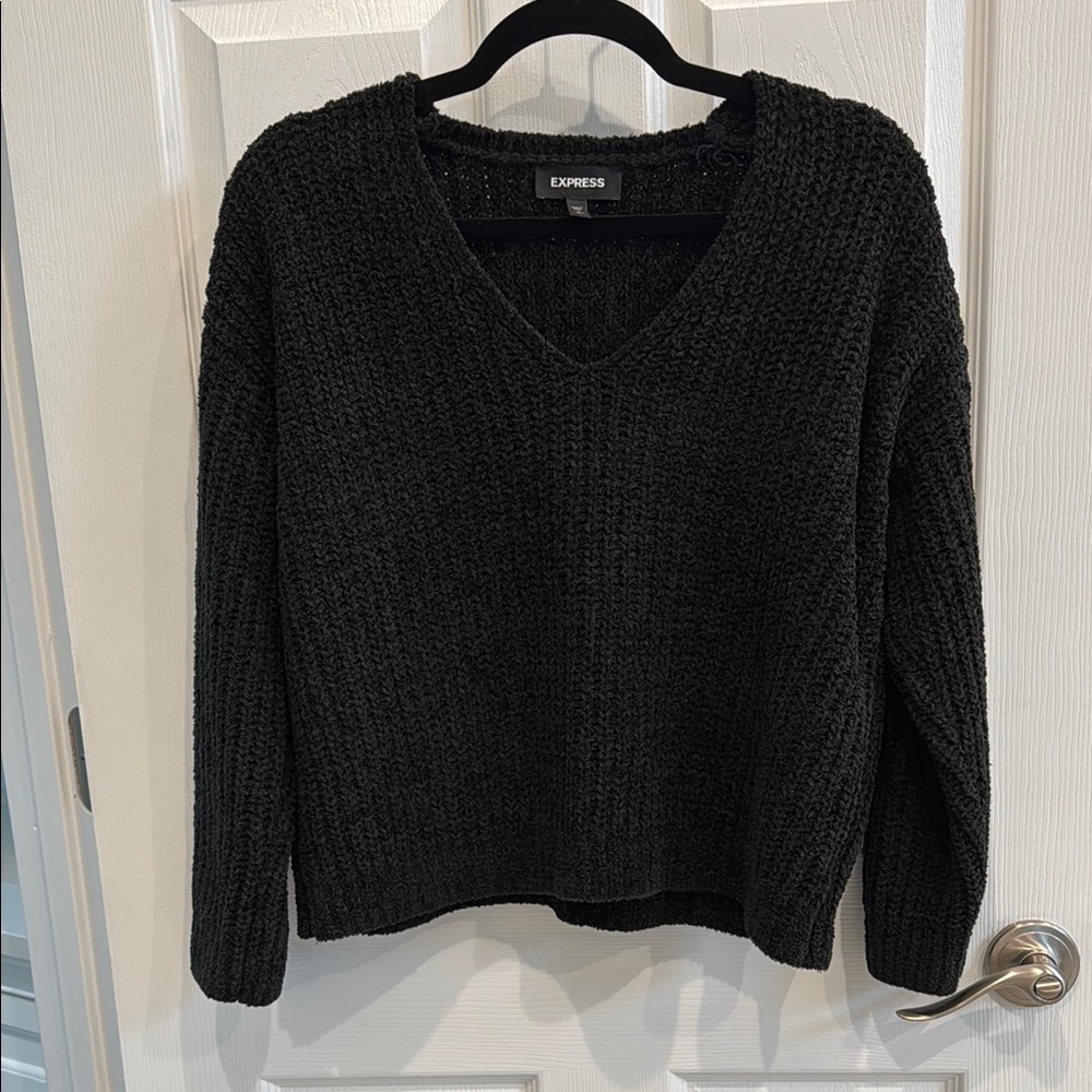 Express Black V-Neck Sweater Soft Knit Versatile